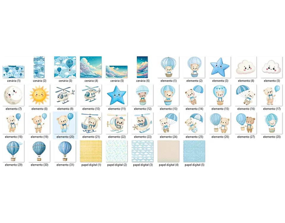 Kit Digital Ursinho baloeiro azul - FANDDY 2