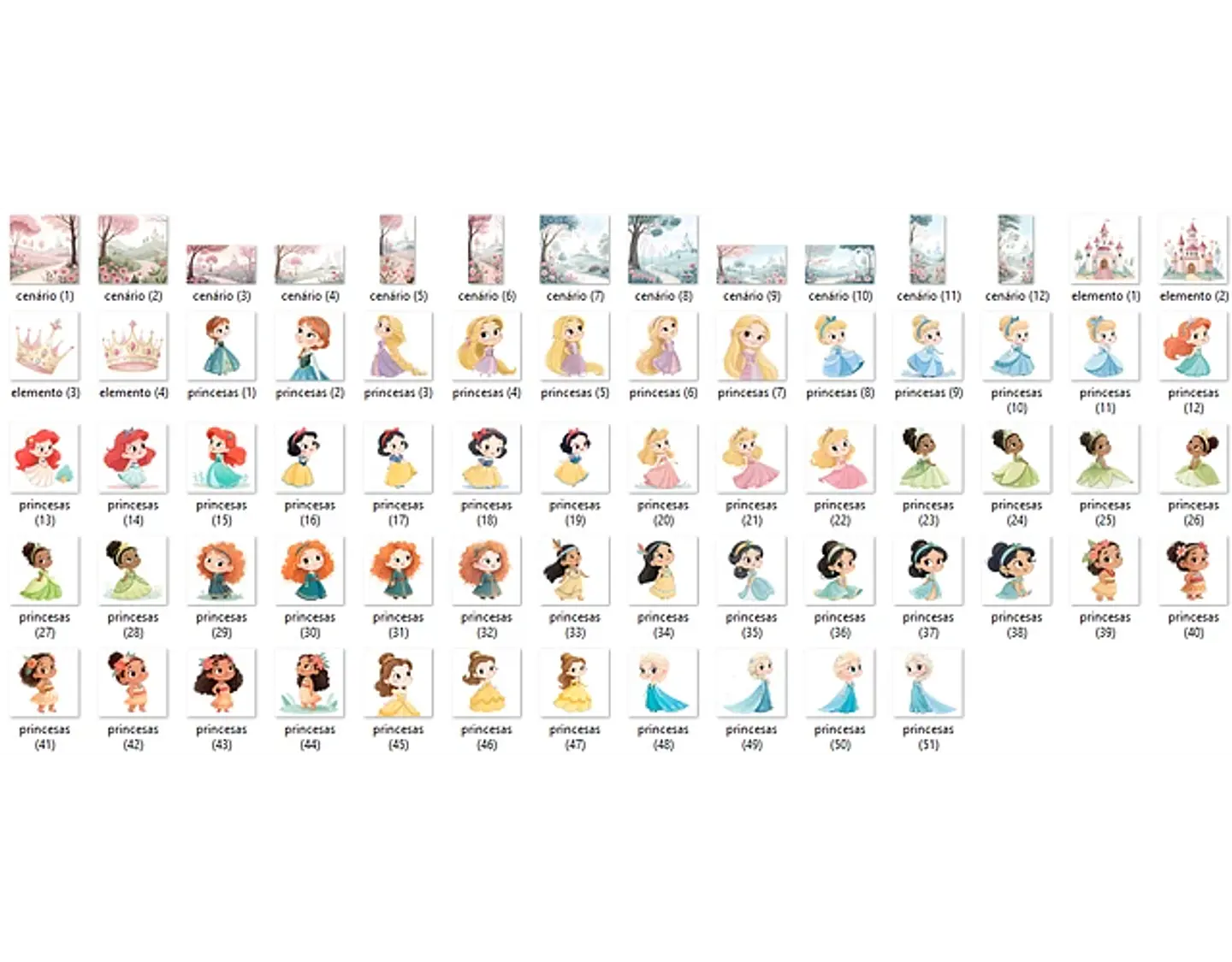 Kit Digital Princesas disney aquarela - FANDDY 2
