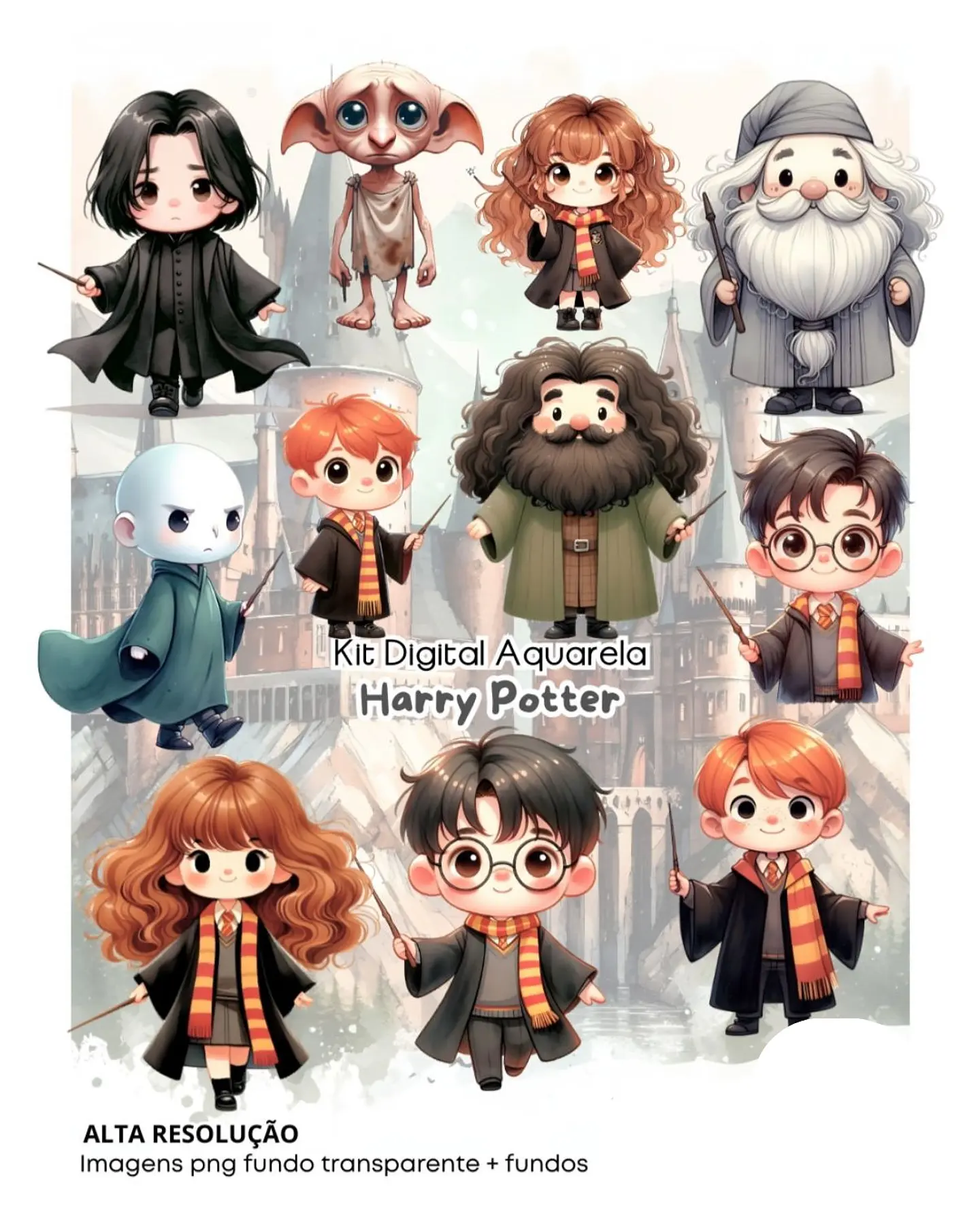 Kit Digital Harry Potter Aquarela - FANDDY 1