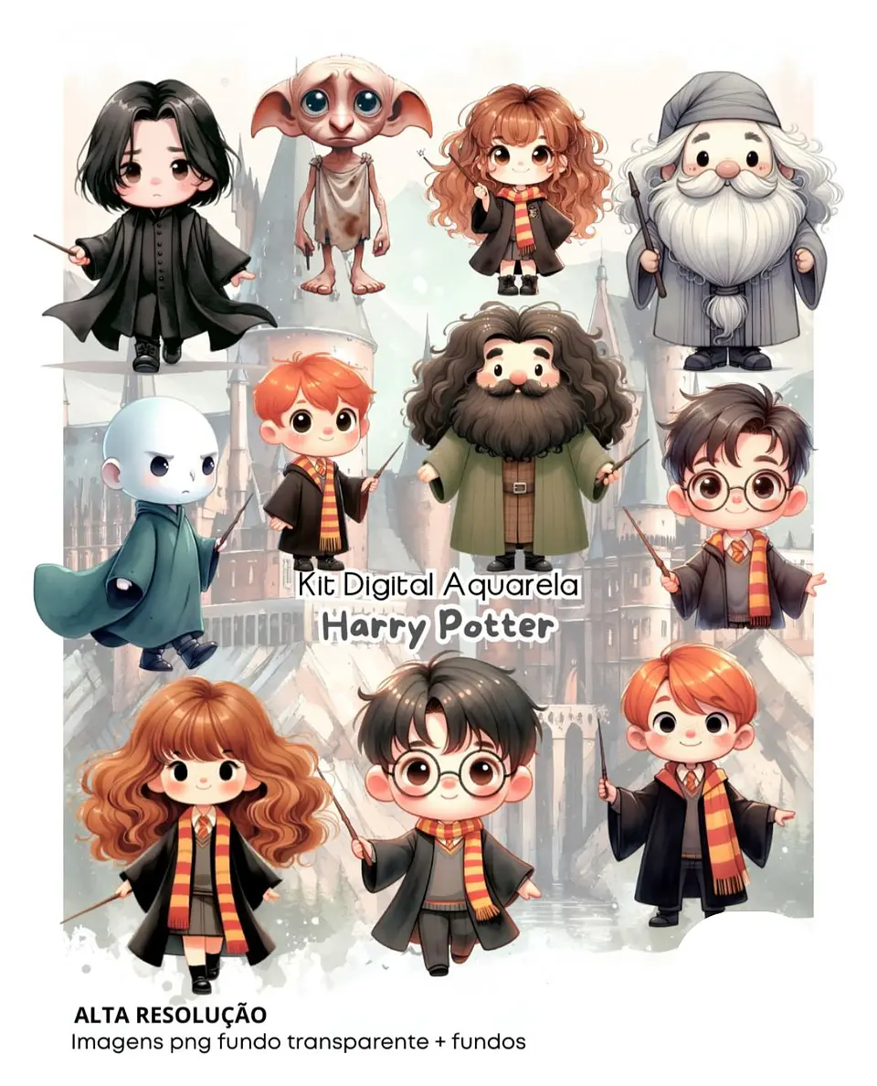Kit Digital Harry Potter Aquarela - FANDDY 1