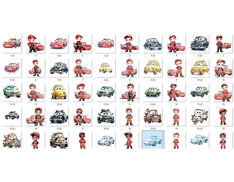 Kit Digital carros disney aquarela - FANDDY 2