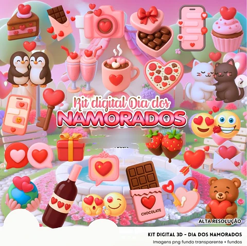 Kit Digital Dia dos namorados 3D - FANDDY