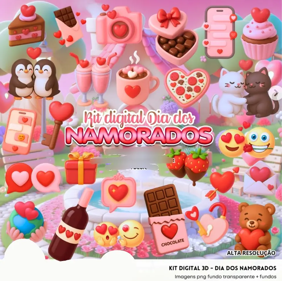 Kit Digital Dia dos namorados 3D - FANDDY 1