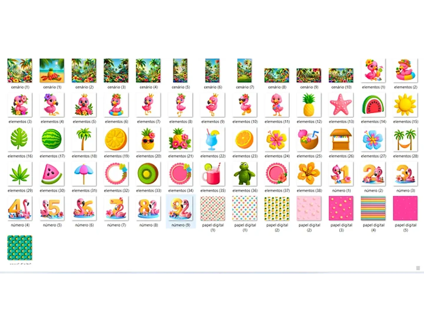 Kit Digital Flamingos 3D - FANDDY 2