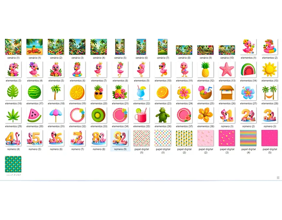 Kit Digital Flamingos 3D - FANDDY 2