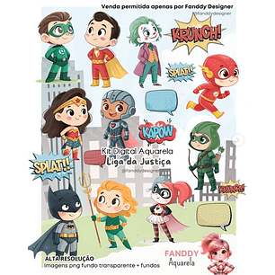 Kit Digital liga da justiça cute - FANDDY
