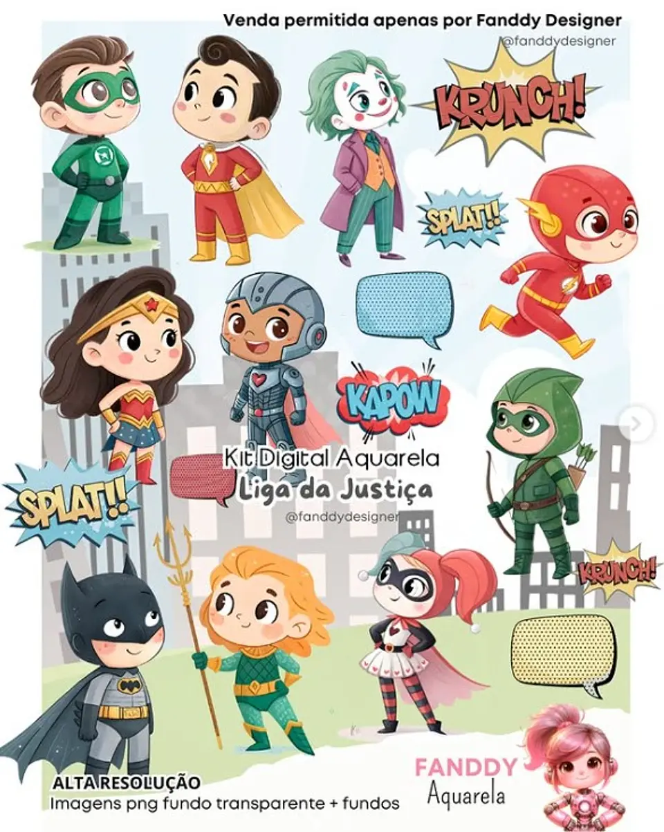 Kit Digital liga da justiça cute - FANDDY 1
