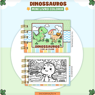 Arquivo Mini Livro de Colorir Dinossauros - Lina