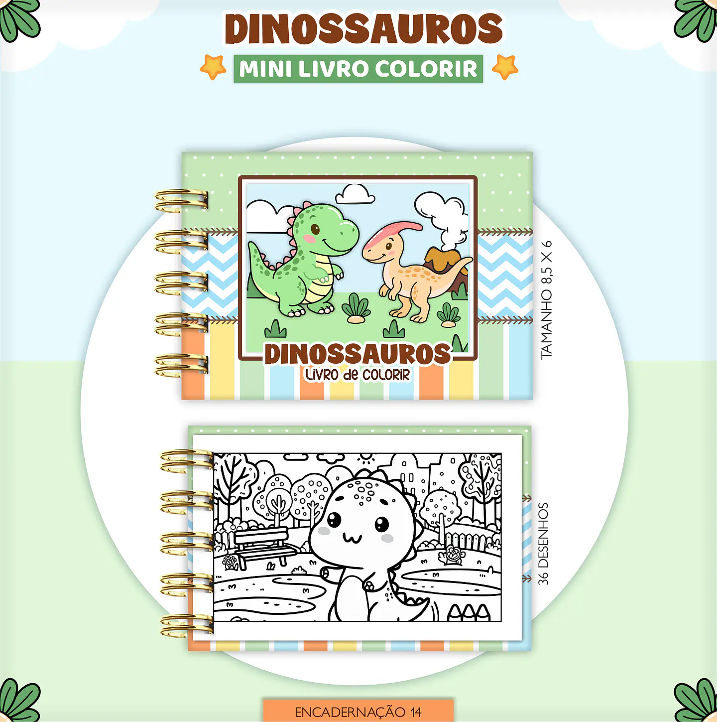 Arquivo Mini Livro de Colorir Dinossauros - Lina 1