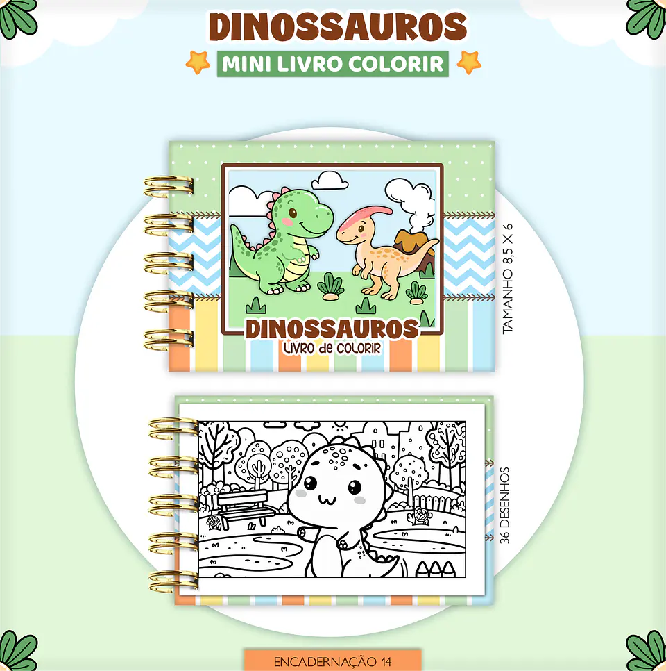 Arquivo Mini Livro de Colorir Dinossauros - Lina 1