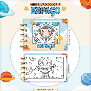 Arquivo Mini Livro de Colorir Espaço - Lina