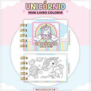Arquivo Mini livro de colorir Unicórnio - Lina