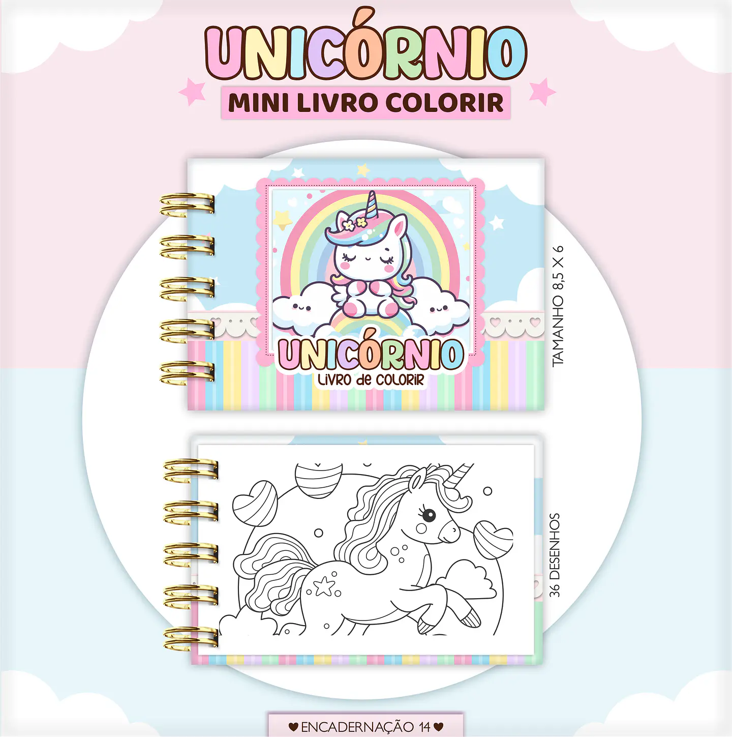 Arquivo Mini livro de colorir Unicórnio - Lina 1