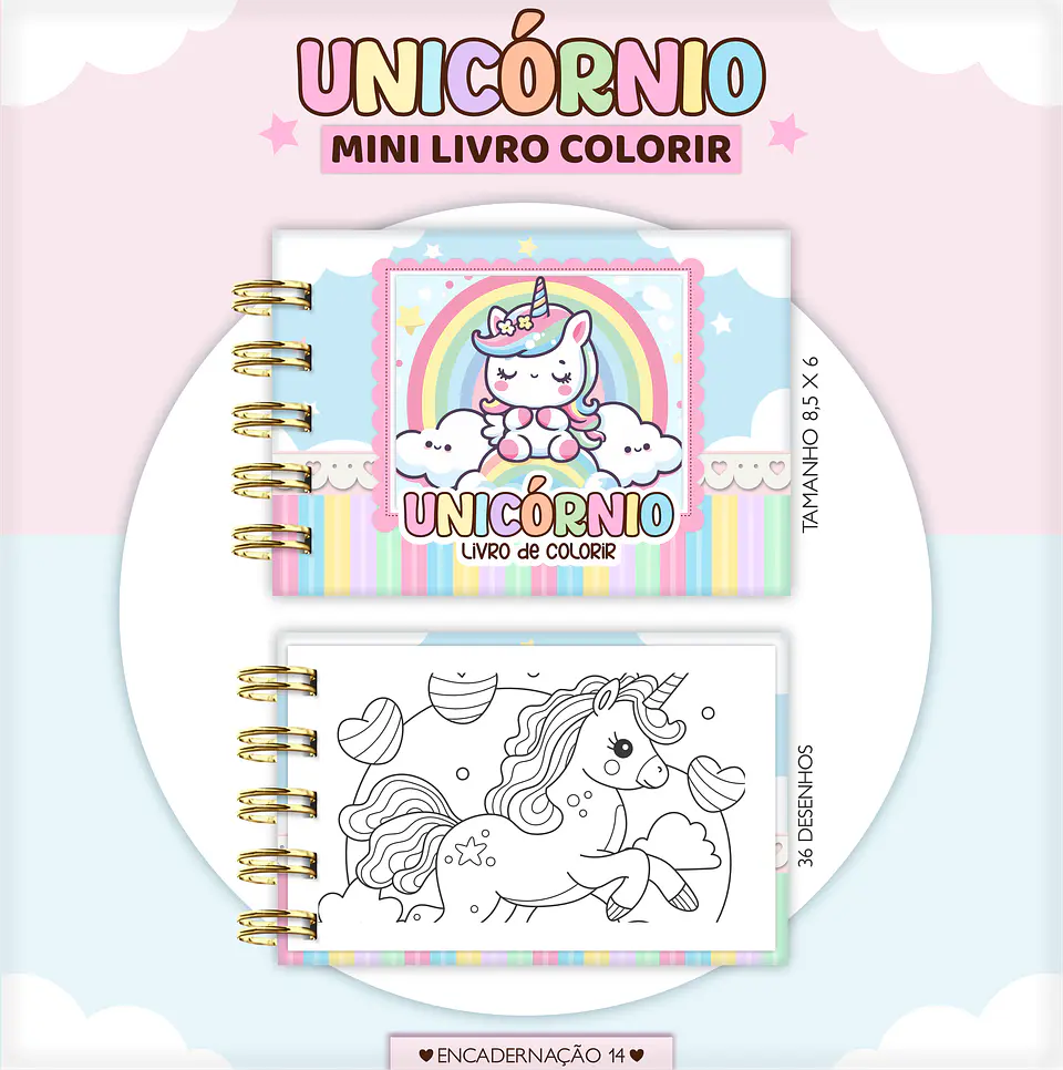 Arquivo Mini livro de colorir Unicórnio - Lina 1
