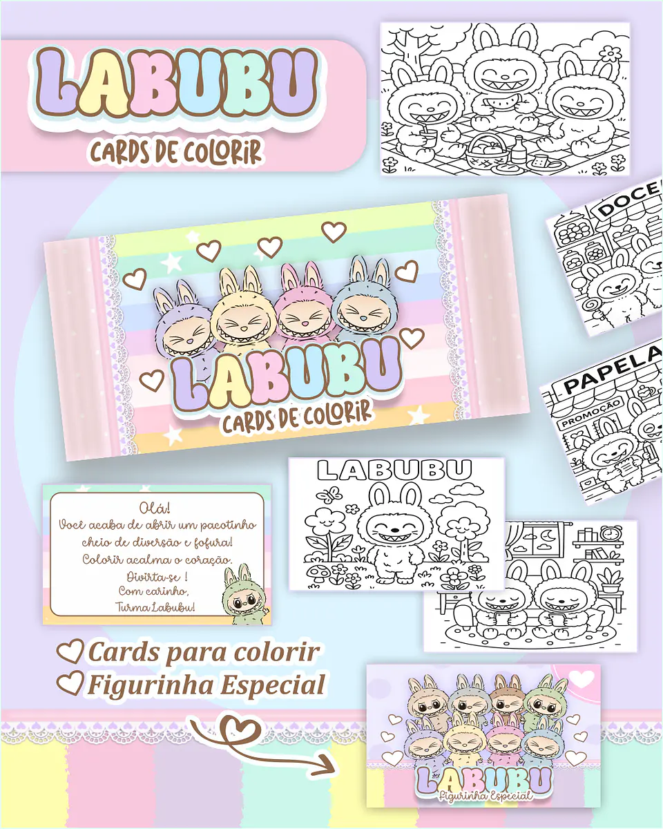 Arquivo Big Card de Colorir Labubu Menina - PAMELLA 1