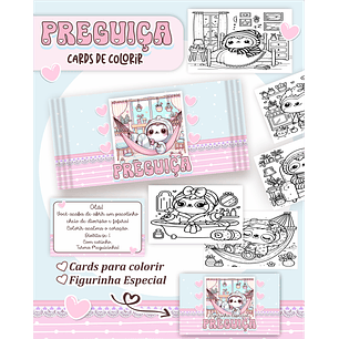 Arquivo Big Card de Colorir Preguiça Kawaii - PAMELLA