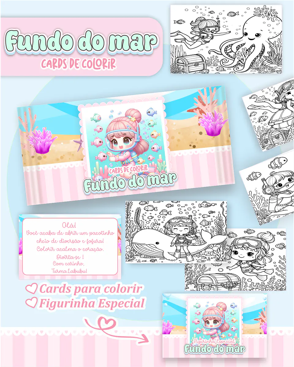 Arquivo Big Card de Colorir Fundo do Mar Menina - PAMELLA 1