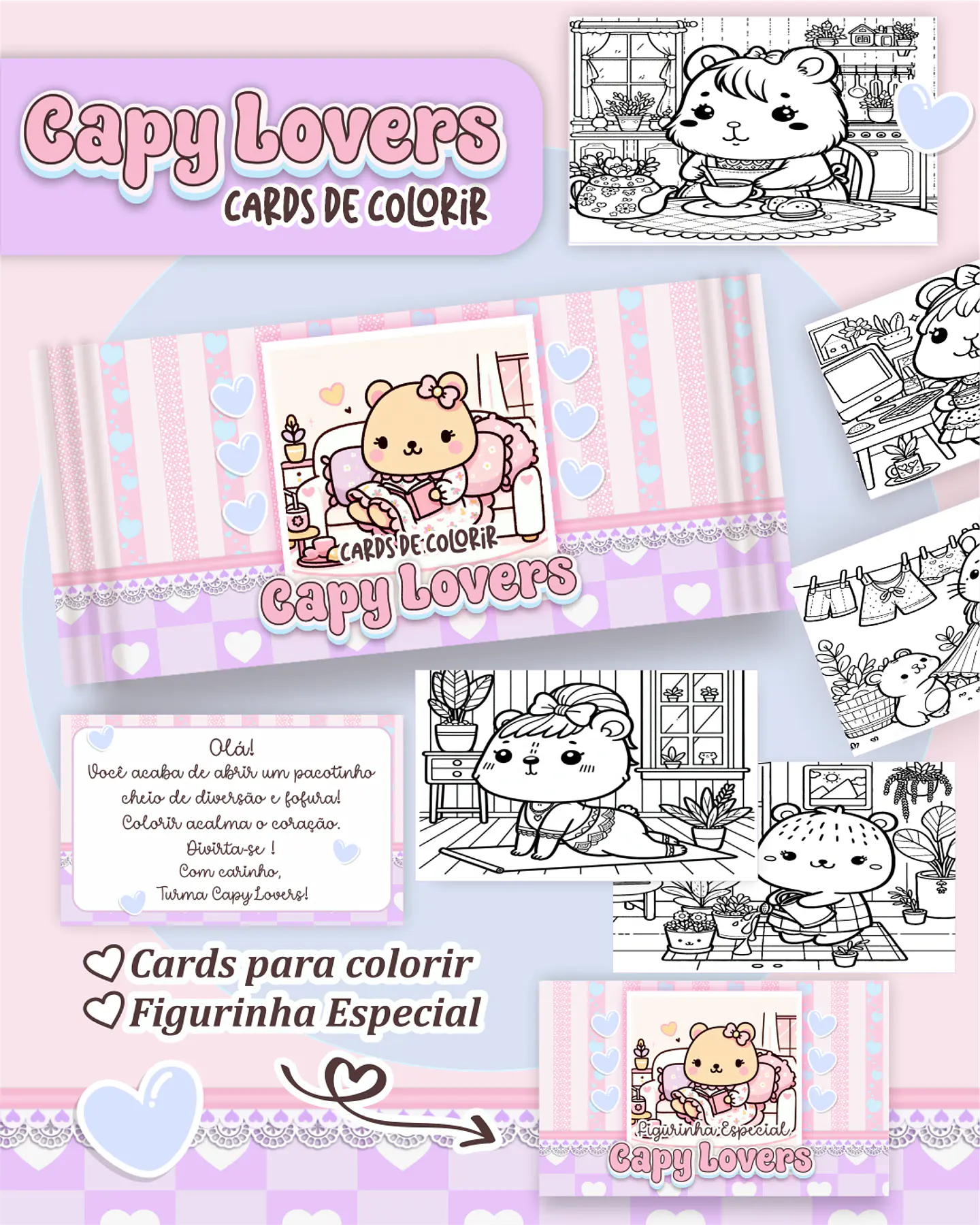 Arquivo Big Card de Colorir Capy Lovers - PAMELLA 1