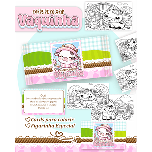 Arquivo Big Card de Colorir Vaquinha Fofa - PAMELLA