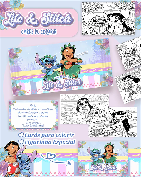 Arquivo Big Card de Colorir Lilo e Stitch - PAMELLA