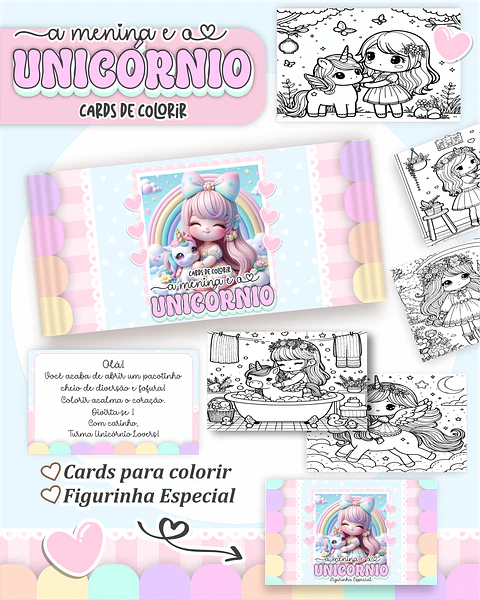Arquivo Big Card de Colorir A Menina e o unicórnio - PAMELLA