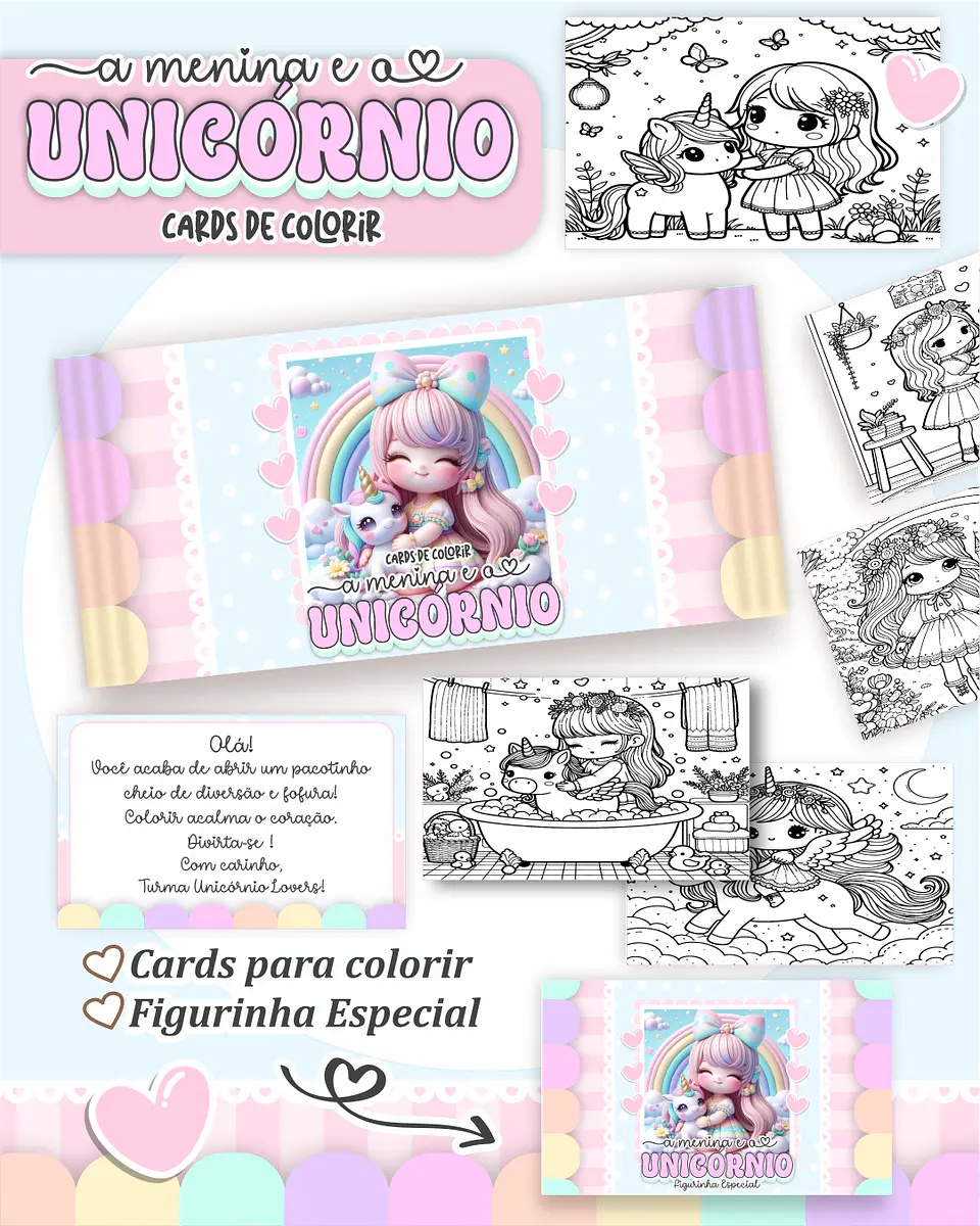 Arquivo Big Card de Colorir A Menina e o unicórnio - PAMELLA 1
