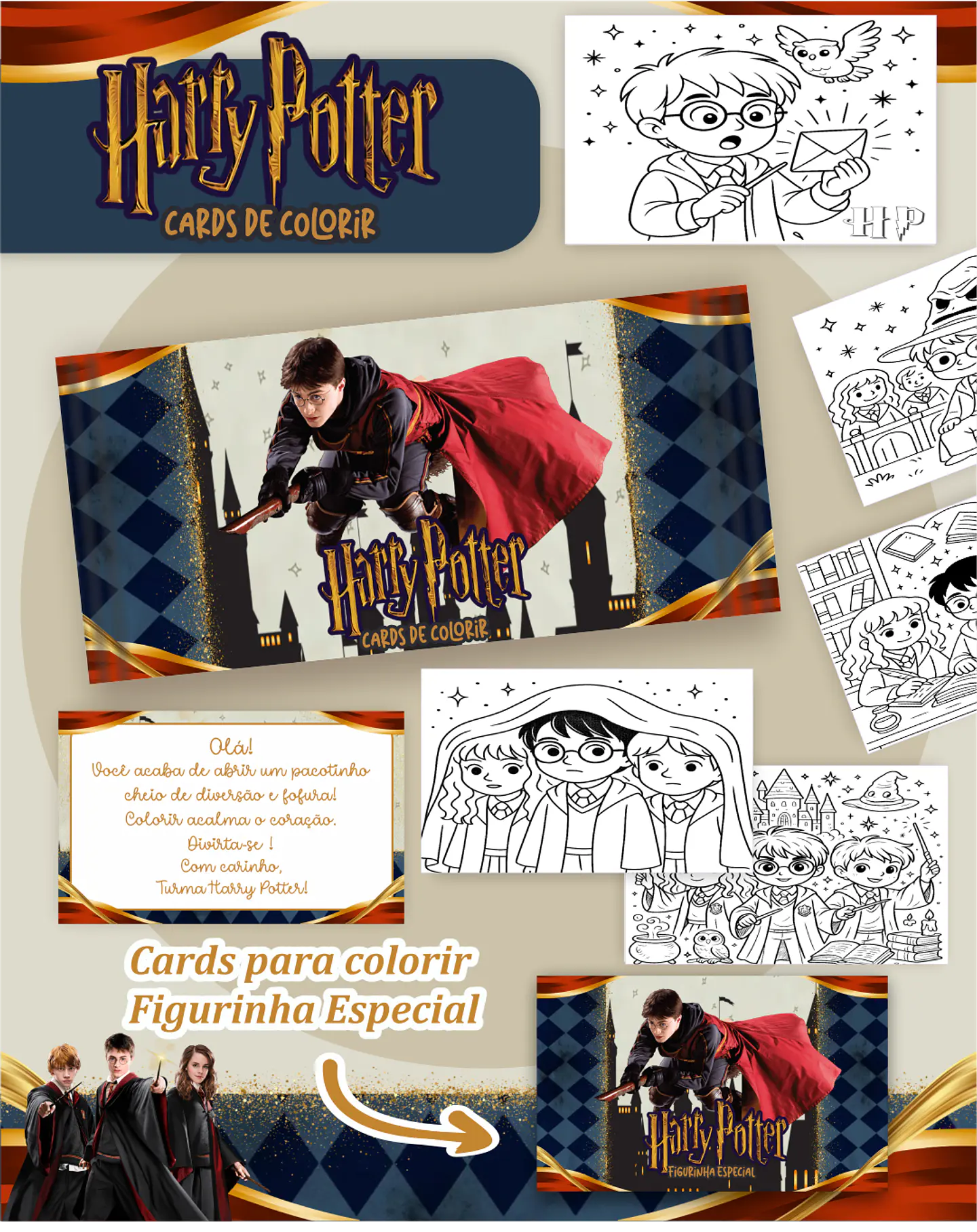 Arquivo Card de Colorir Harry Potter - PAMELLA 1