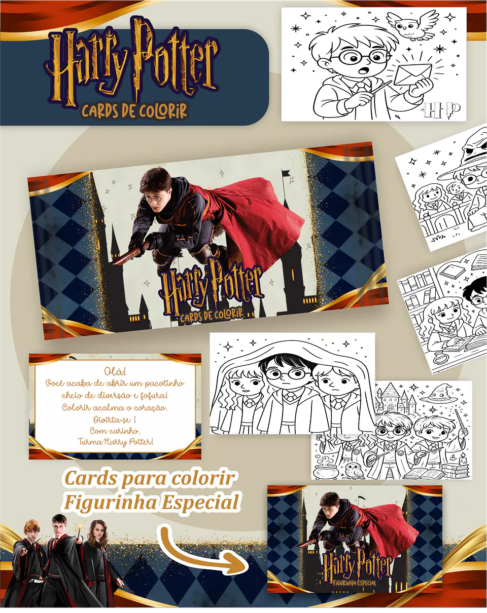 Arquivo Card de Colorir Harry Potter - PAMELLA 1