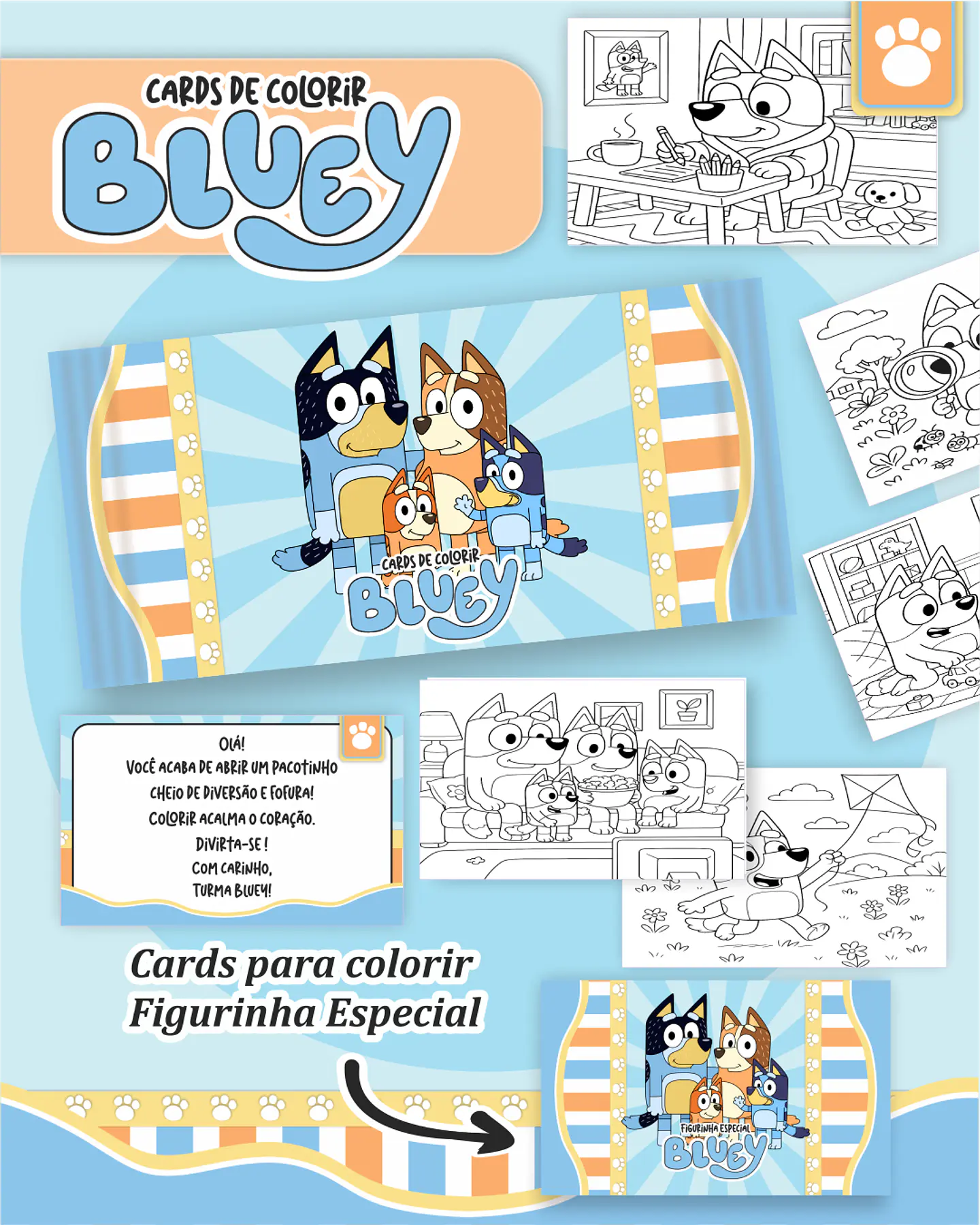 Arquivo Card de Colorir Bluey - PAMELLA 1