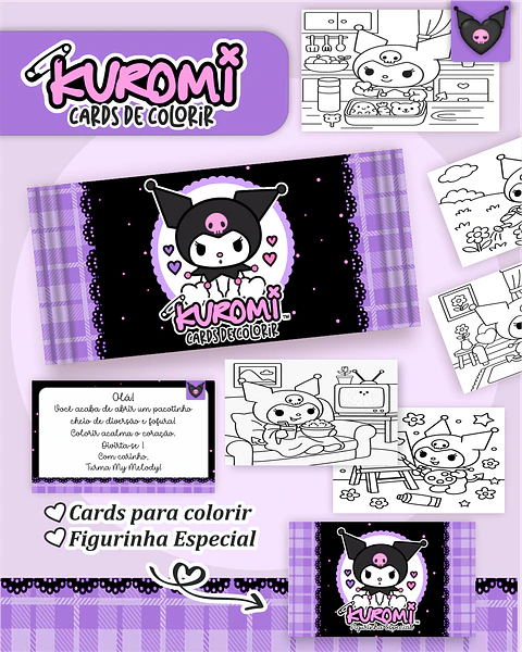 Arquivo Card de Colorir Kuromi - PAMELLA