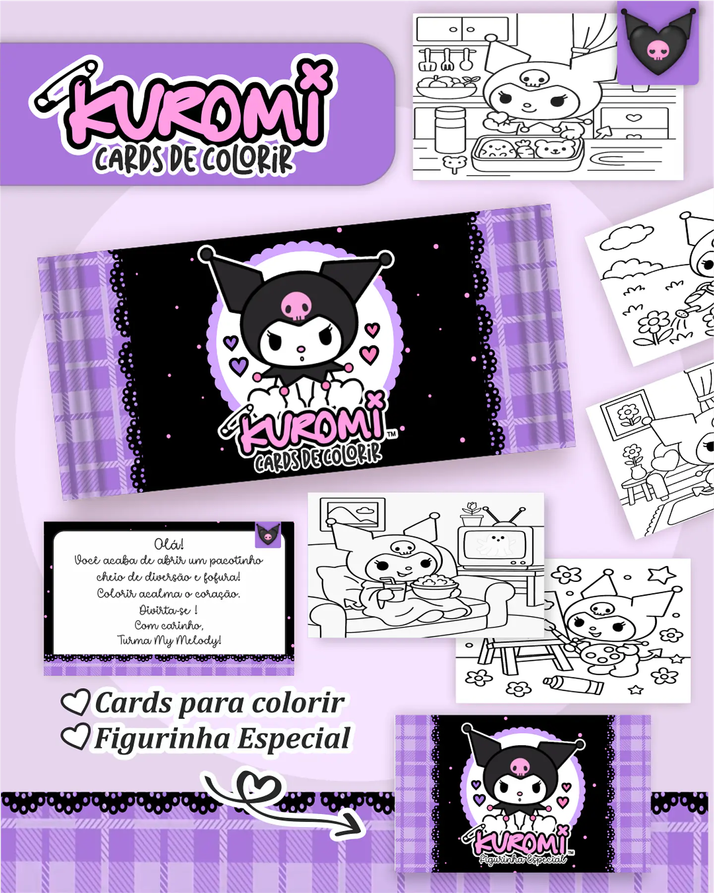 Arquivo Card de Colorir Kuromi - PAMELLA 1
