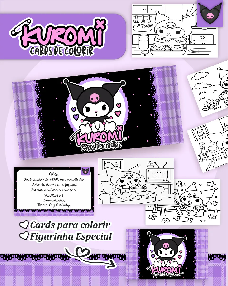 Arquivo Card de Colorir Kuromi - PAMELLA 1