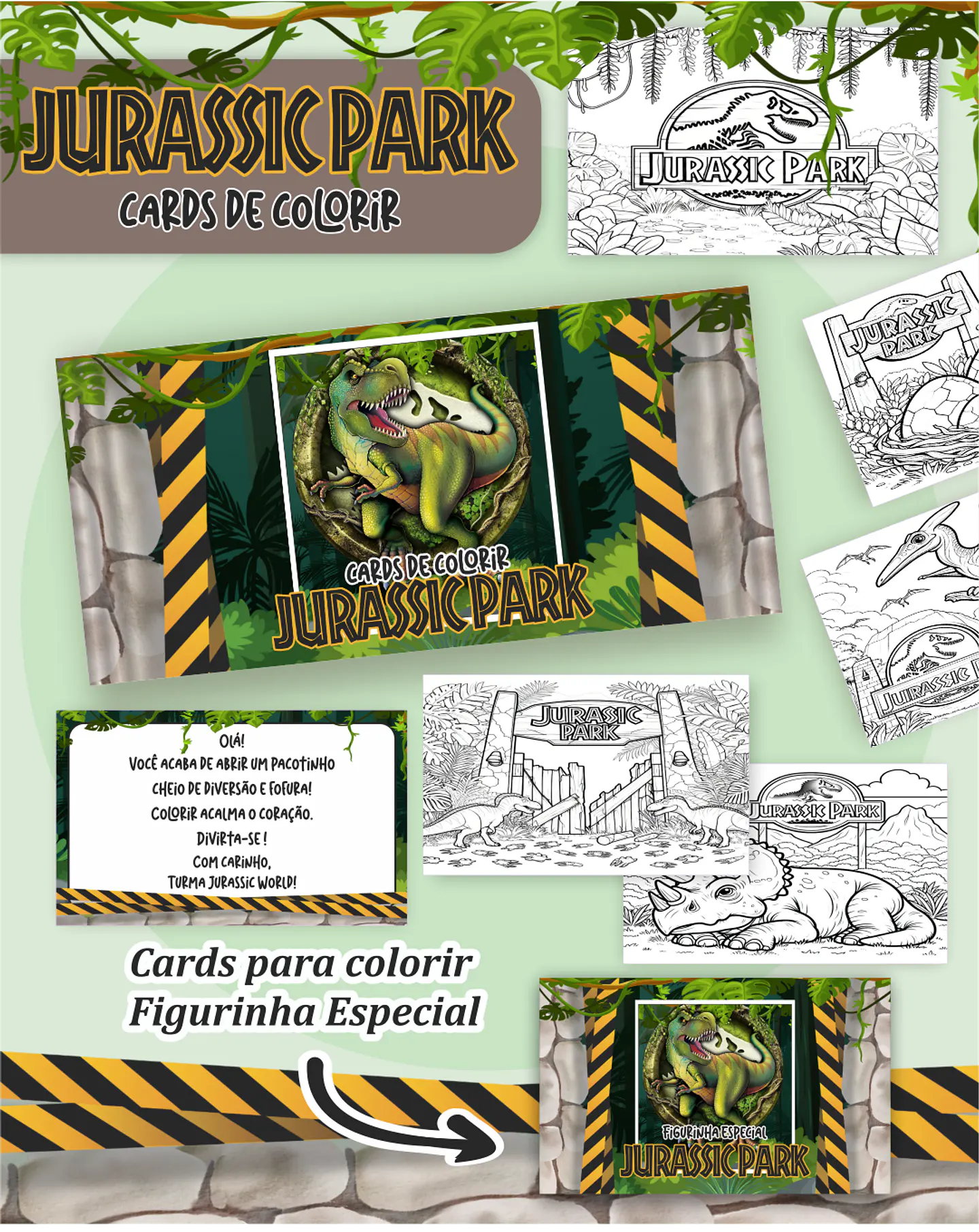 Arquivo Card de Colorir Jurassic Park - PAMELLA 1