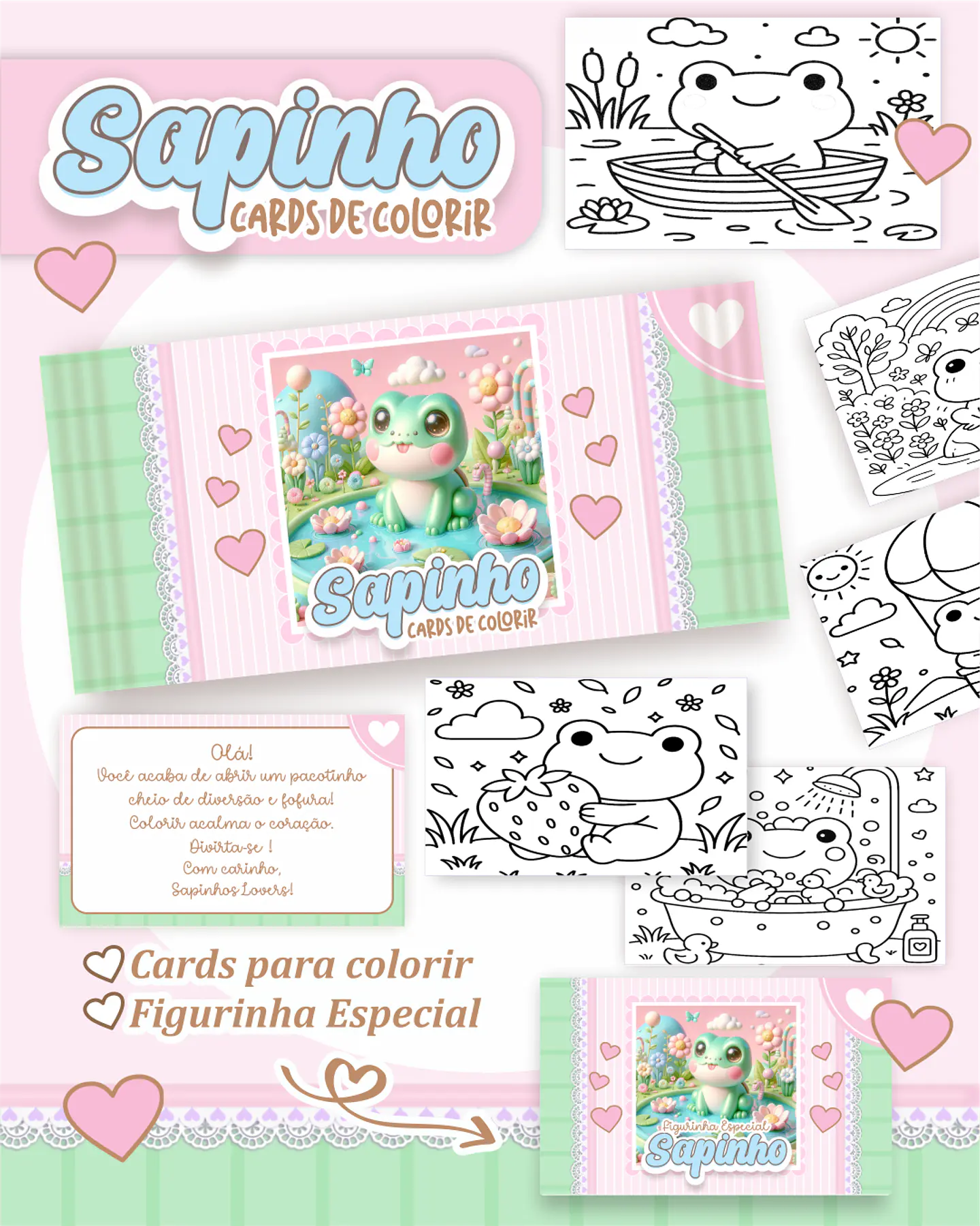 Arquivo Card de Colorir Sapinho Kawaii - PAMELLA 1