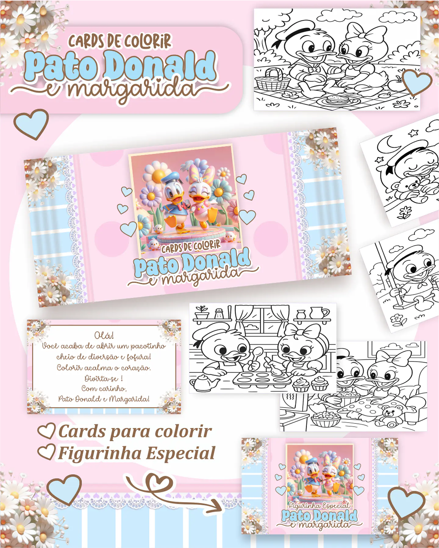 Arquivo Card de Colorir Pato Donald e Margarida - PAMELLA 1