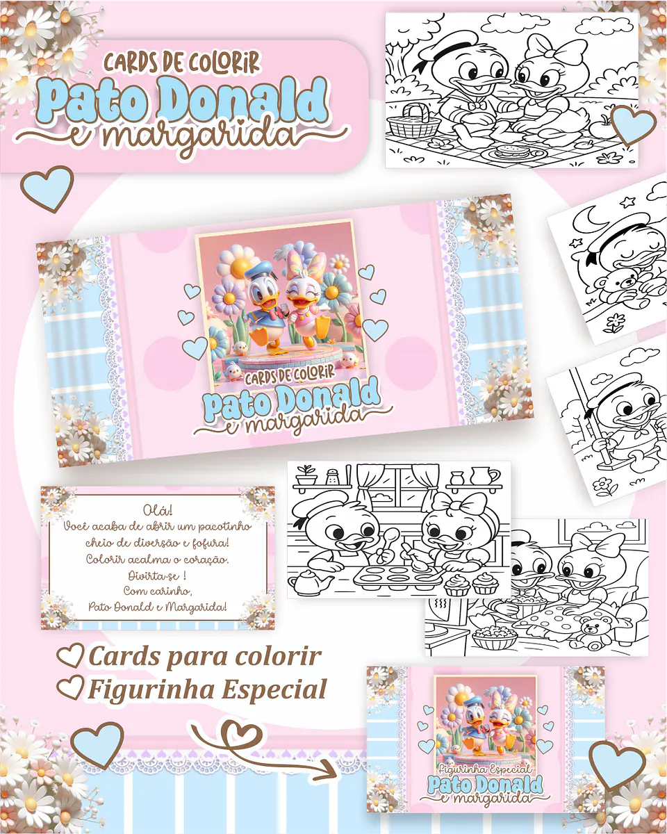 Arquivo Card de Colorir Pato Donald e Margarida - PAMELLA 1