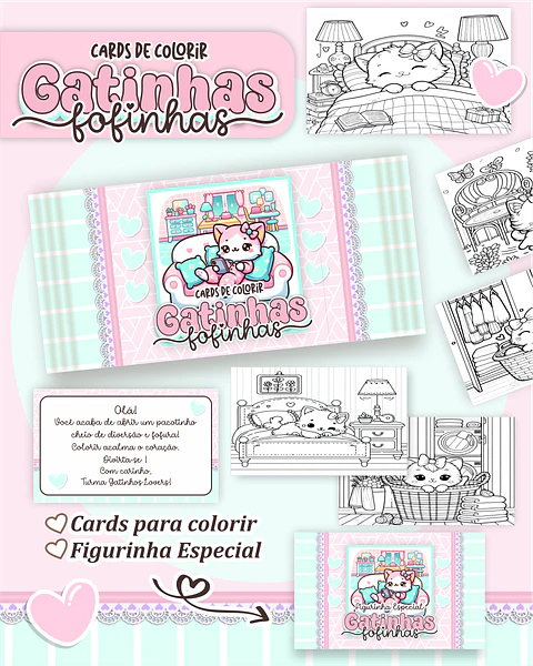 Arquivo Card de Colorir Gatinhas fofinhas - PAMELLA