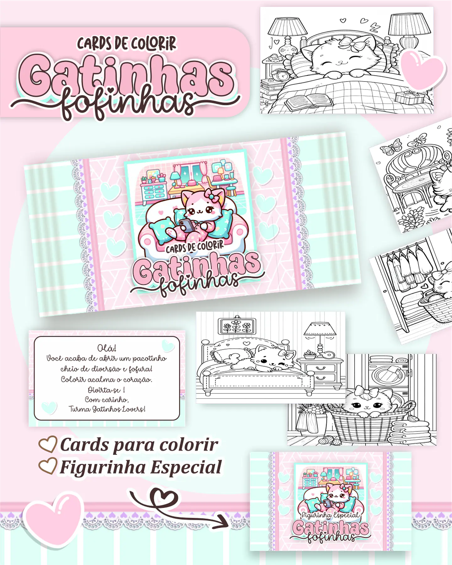 Arquivo Card de Colorir Gatinhas fofinhas - PAMELLA 1