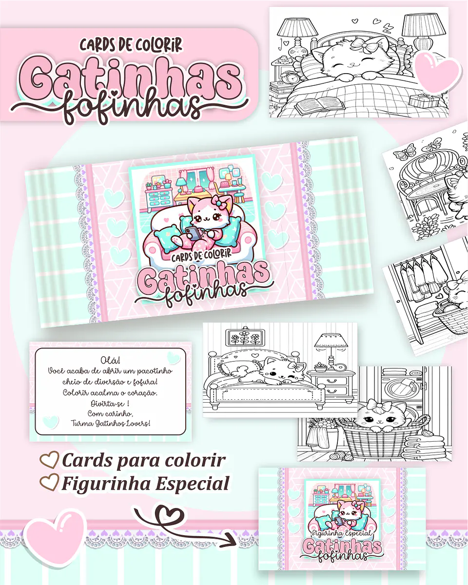 Arquivo Card de Colorir Gatinhas fofinhas - PAMELLA 1