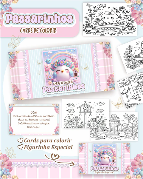 Arquivo Card de Colorir Jardim de passarinhos - PAMELLA
