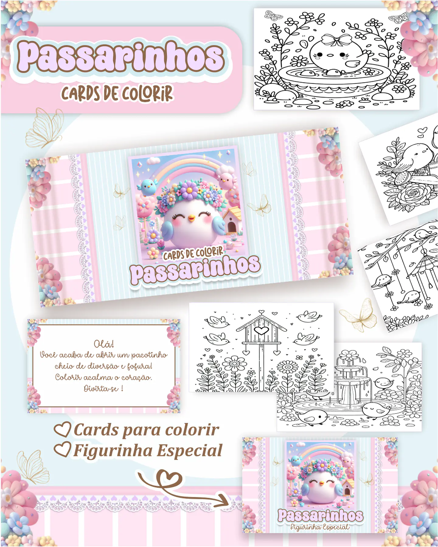 Arquivo Card de Colorir Jardim de passarinhos - PAMELLA 1