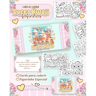 Arquivo Card de Colorir Doces Kawaii - PAMELLA