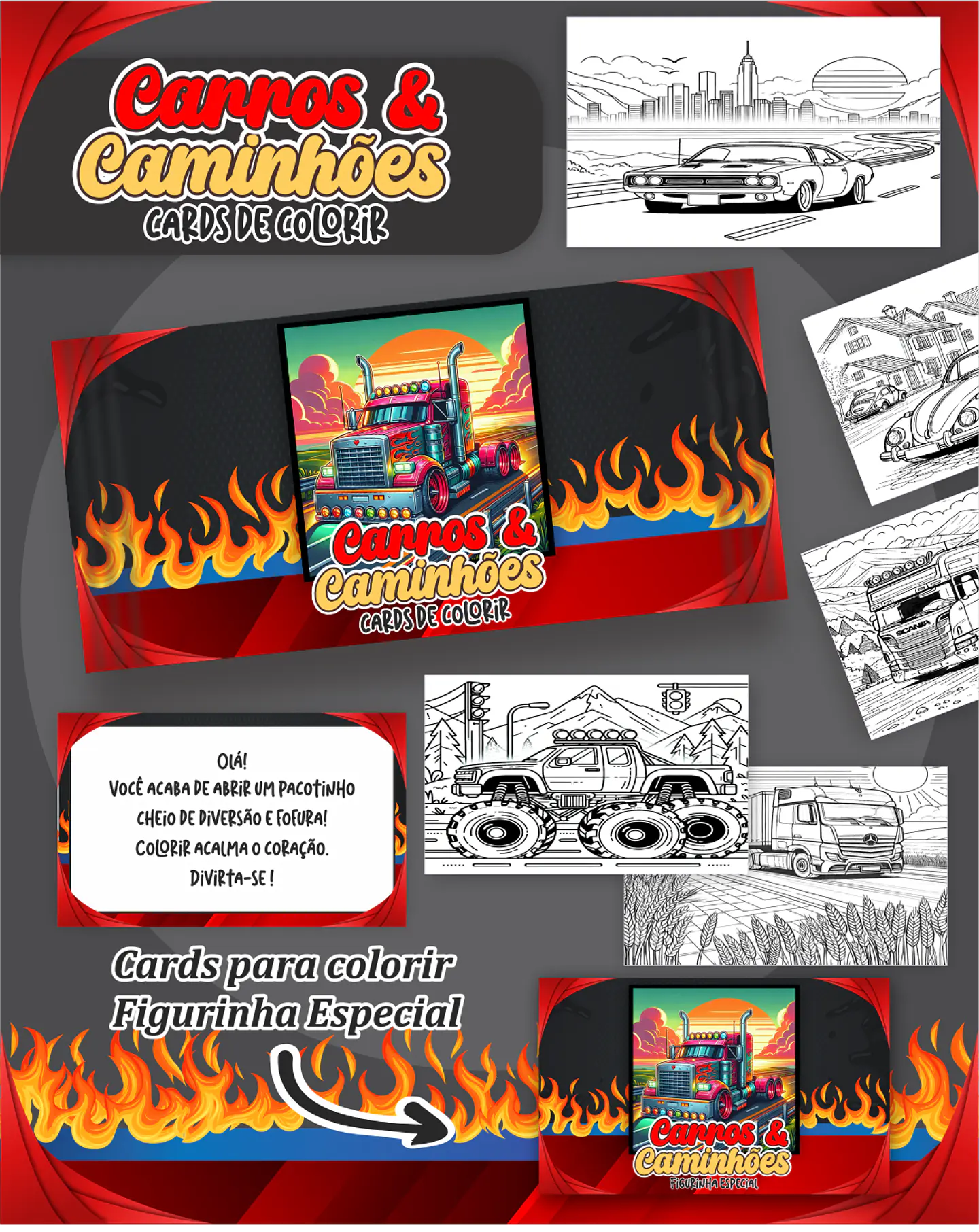 Arquivo Card de Colorir Carros e caminhões - PAMELLA 1