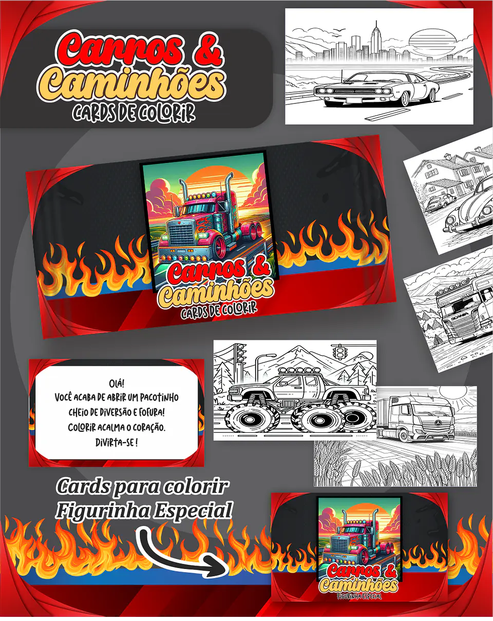 Arquivo Card de Colorir Carros e caminhões - PAMELLA 1