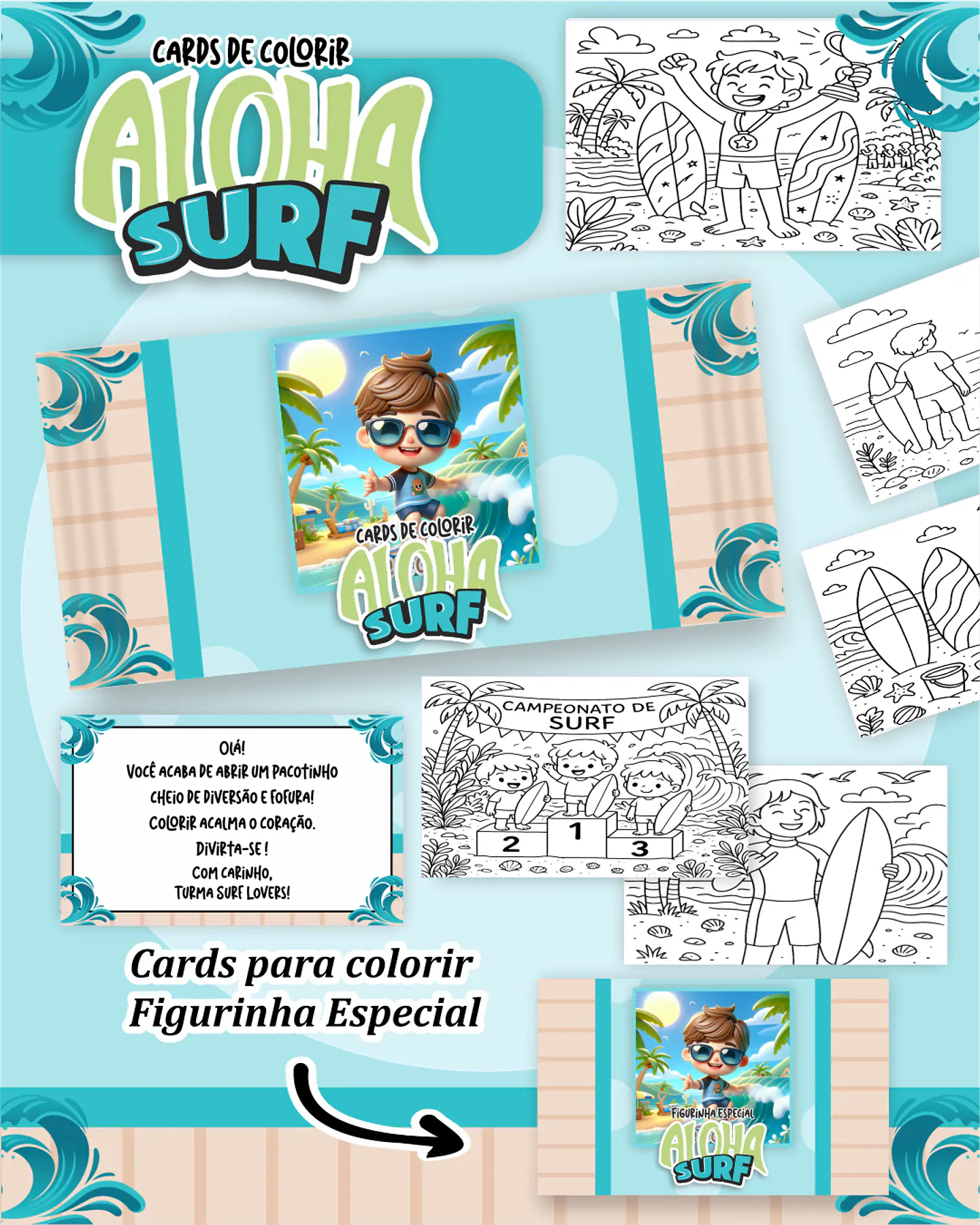 Arquivo Card de Colorir Surf - PAMELLA 1