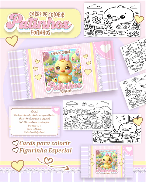 Arquivo Card de Colorir Patinhos fofinhos - PAMELLA