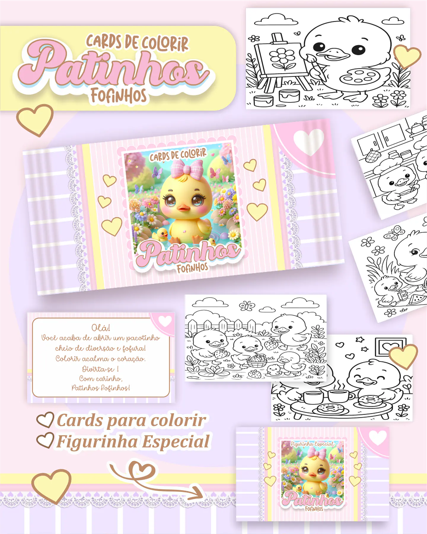 Arquivo Card de Colorir Patinhos fofinhos - PAMELLA 1