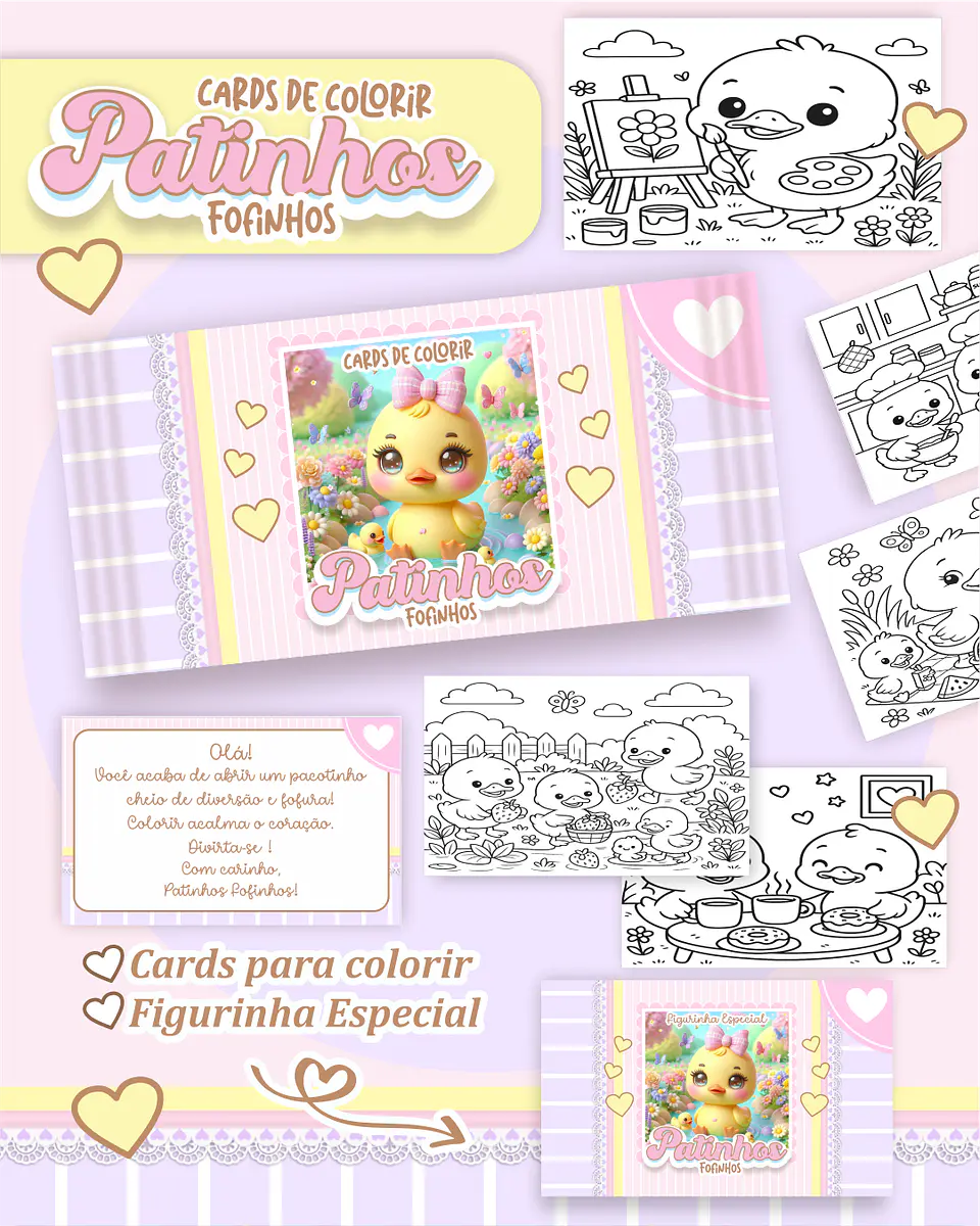 Arquivo Card de Colorir Patinhos fofinhos - PAMELLA 1