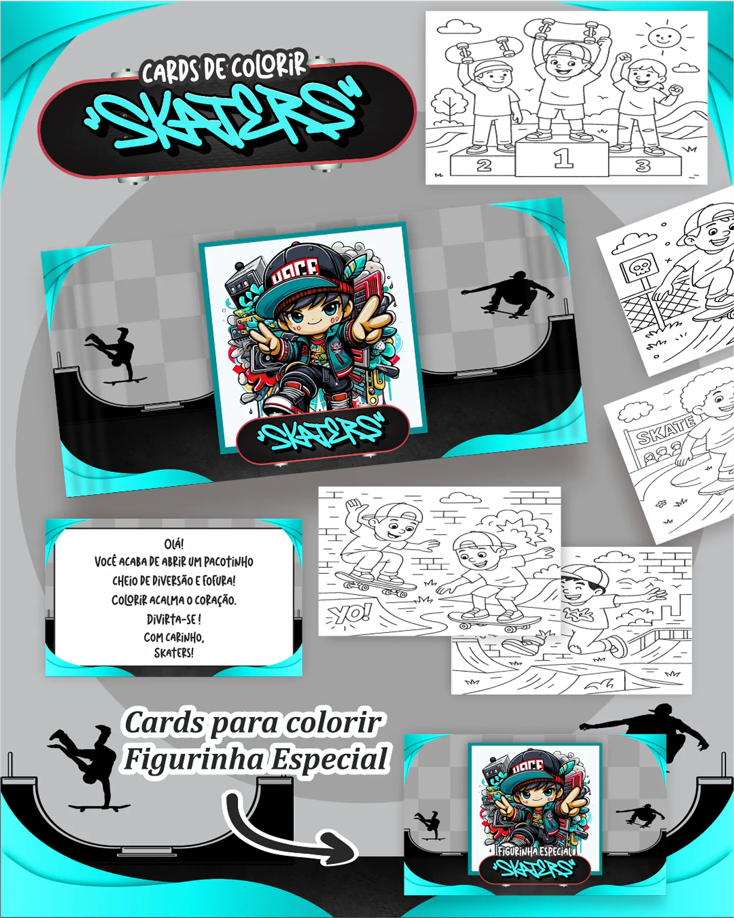 Arquivo Card de Colorir Skaters - PAMELLA 1