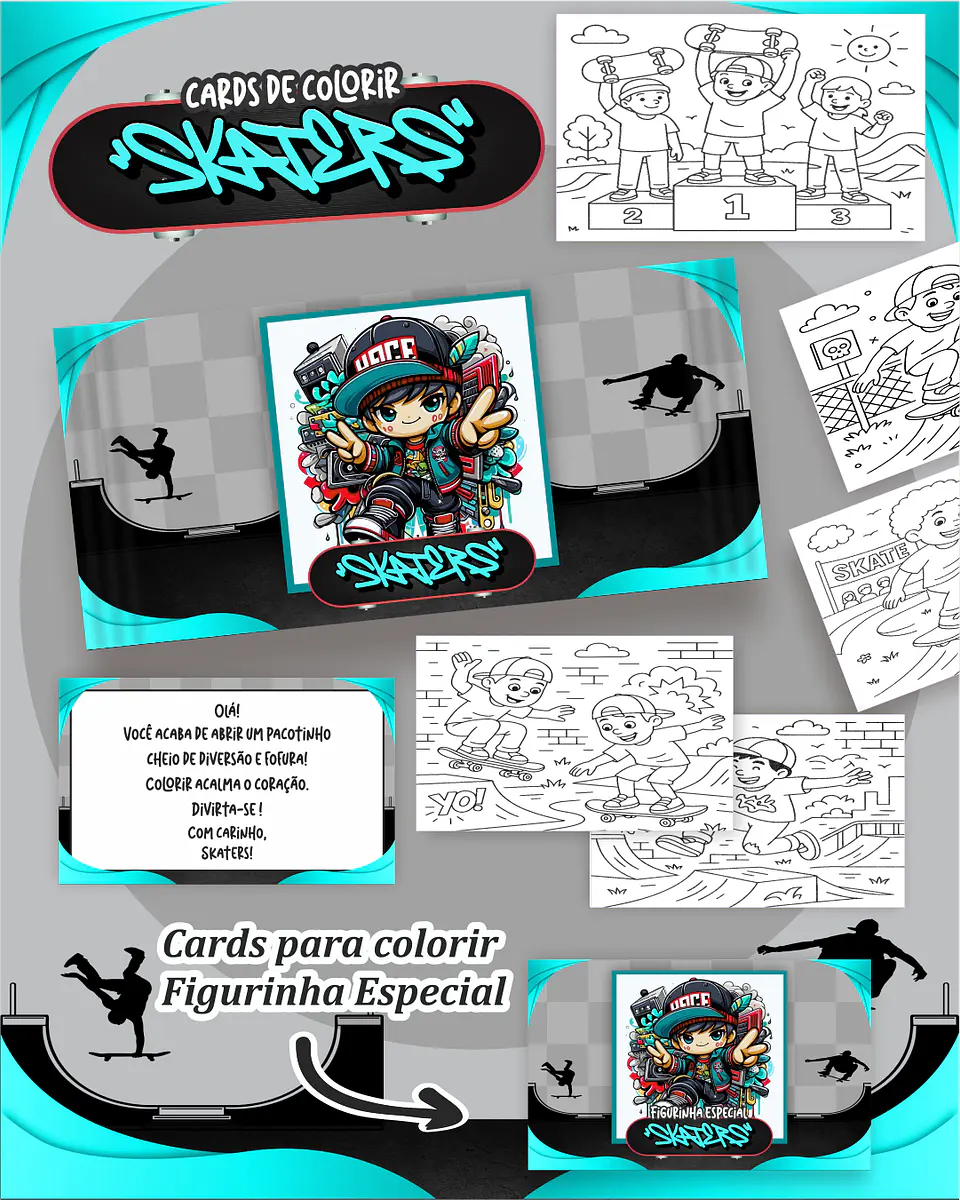 Arquivo Card de Colorir Skaters - PAMELLA 1